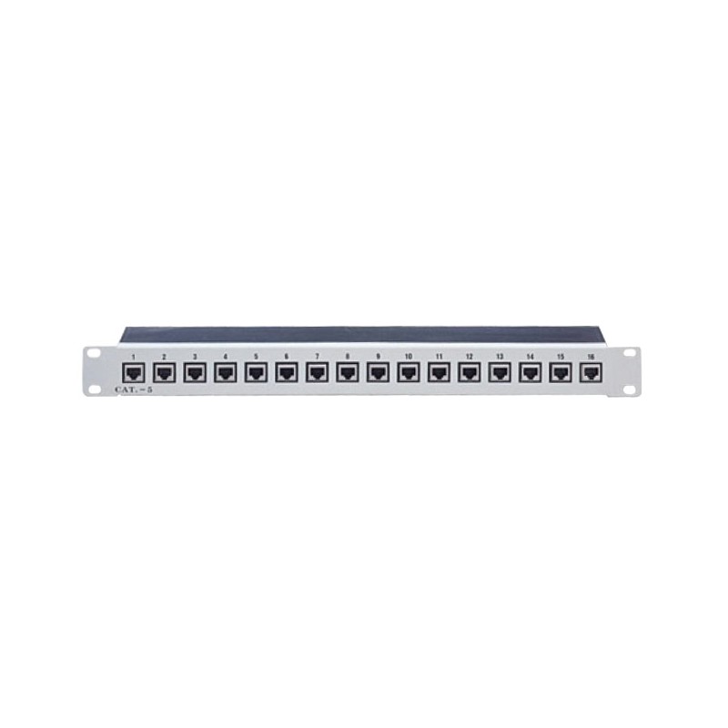 Pannello Patch STP 16 Posti RJ45 Cat. 5E Grigio Pannello Patch STP 16 Posti RJ45 Cat. 5E Grigio