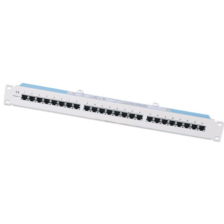 Pannello Patch STP 24 Posti RJ45 Cat. 5E Grigio