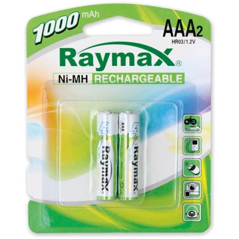 Blister 2 Batterie Ricaricabili Mini Stilo AAA 1000 mAh