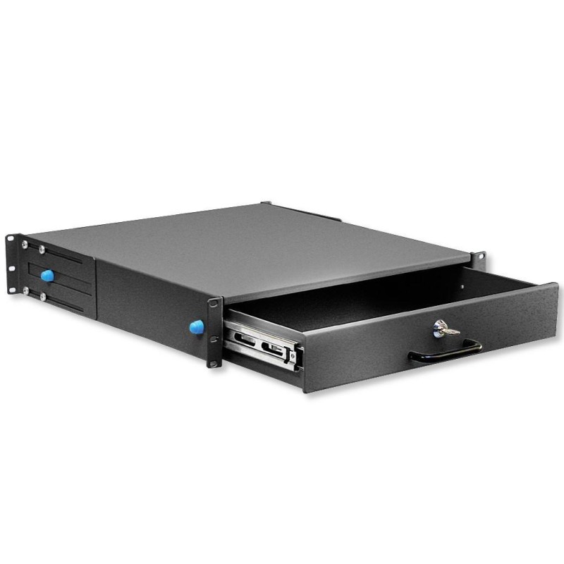 Cassetto Porta Tastiera 2U per Armadi Rack 19" con Serratura Nero Cassetto Porta Tastiera 2U per Armadi Rack 19" con Serratura Nero