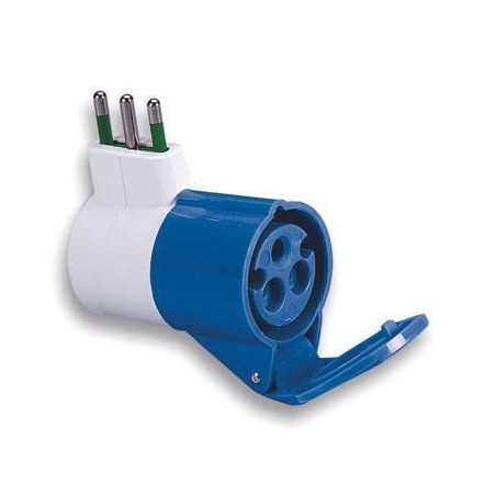 Adattatore Industriale da S17 a 1 presa CEE blu