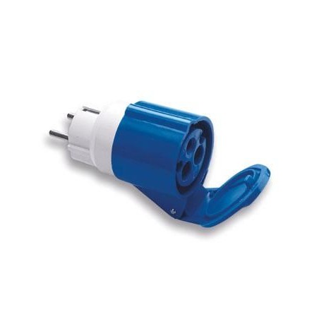 Adattatore industriale da S31 a 1 presa CEE blu