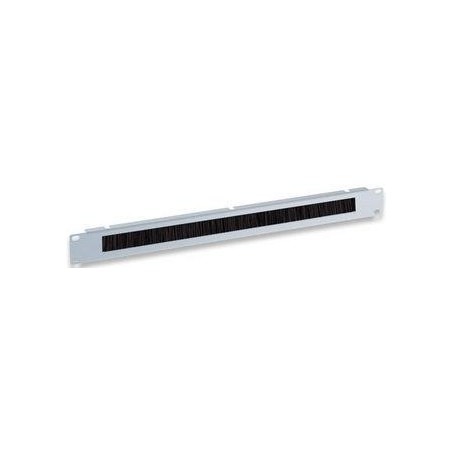 Pannello Passacavi 1U Forato con Spazzola Grigio