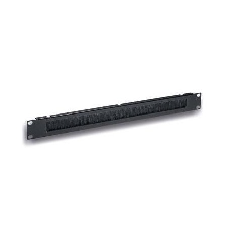 Pannello Passacavi 1U Forato con Spazzola Nero