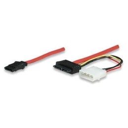 Cavo Slimline SATA Maschio / SATA Maschio / Molex, Rosso, 30 cm