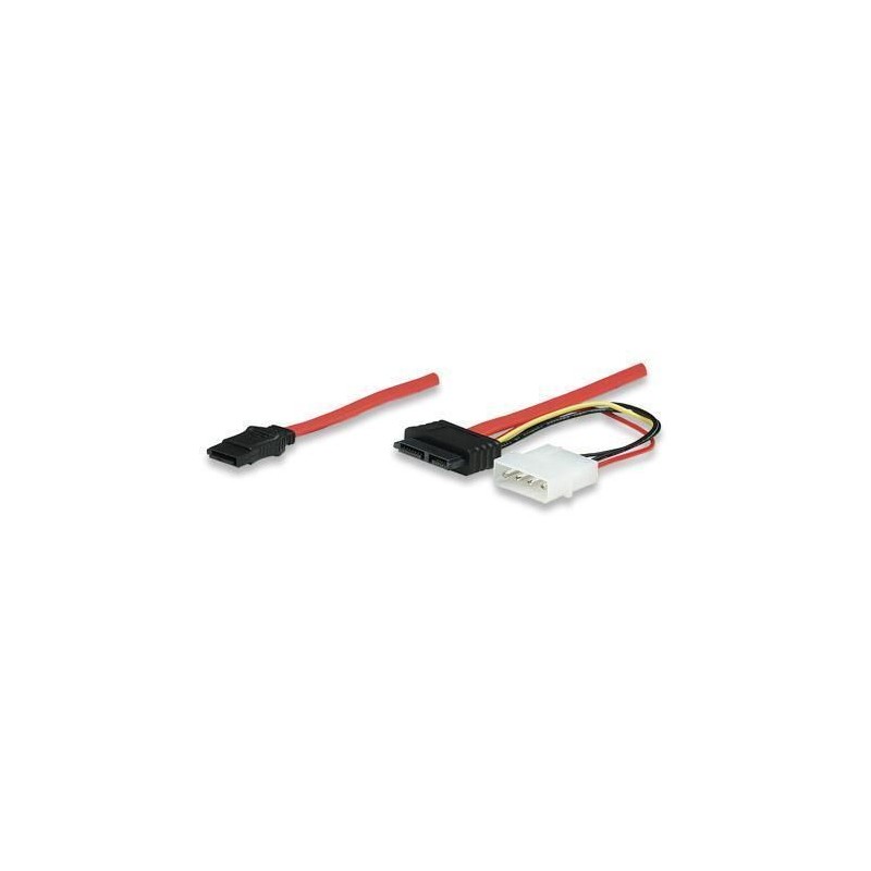 Cavo Slimline SATA Maschio / SATA Maschio / Molex, Rosso, 30 cm