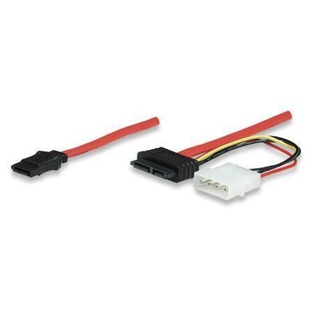 Cavo Slimline SATA Maschio / SATA Maschio / Molex, Rosso, 30 cm