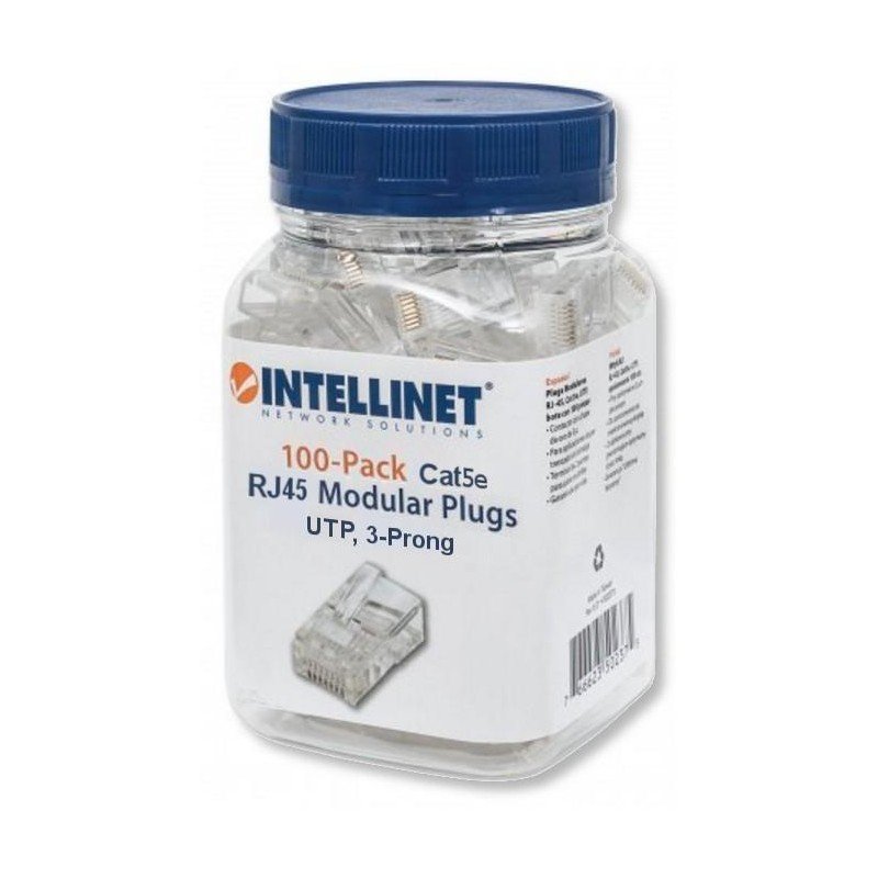 Confezione 100 Plug RJ45 UTP per Cavo Rigido Cat.5E Confezione 100 Plug RJ45 UTP per Cavo Rigido Cat.5E