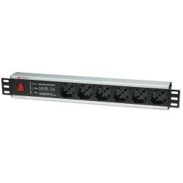 Multipresa 6 Posti Rack 19'' con Protezione e Interruttore