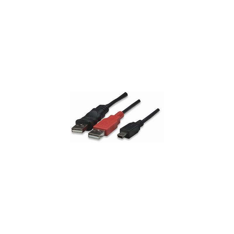 Cavo USB 2.0 ad Y 2xA maschio/mini B maschio 0,6 m