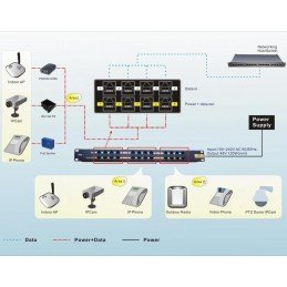 Pannello patch 12 porte POE Passivo con Alimentatore