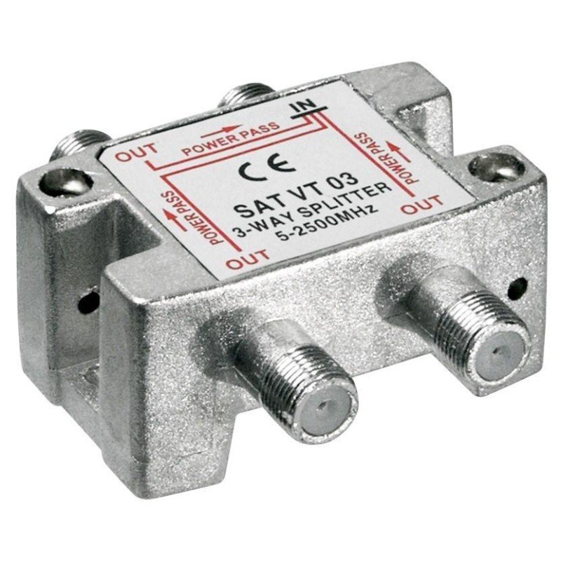 Splitter 3 vie per satellite 100 db, 1750 Mhz Splitter 3 vie per satellite 100 db, 1750 Mhz