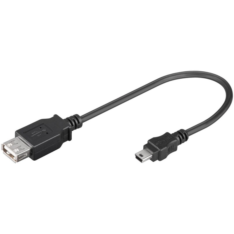 Cavo USB 2.0 A femmina/mini B 5 pin maschio 0,2 m Nero