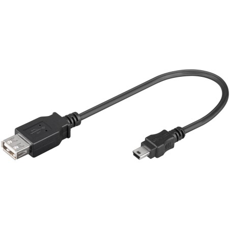 Cavo USB 2.0 A femmina/mini B 5 pin maschio 0,2 m Nero