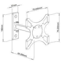 Supporto a muro per TV LED LCD 19 - 37" inclinabile 2 snodi nero