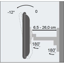 Supporto a muro per TV LED LCD 19 - 37" inclinabile 2 snodi nero