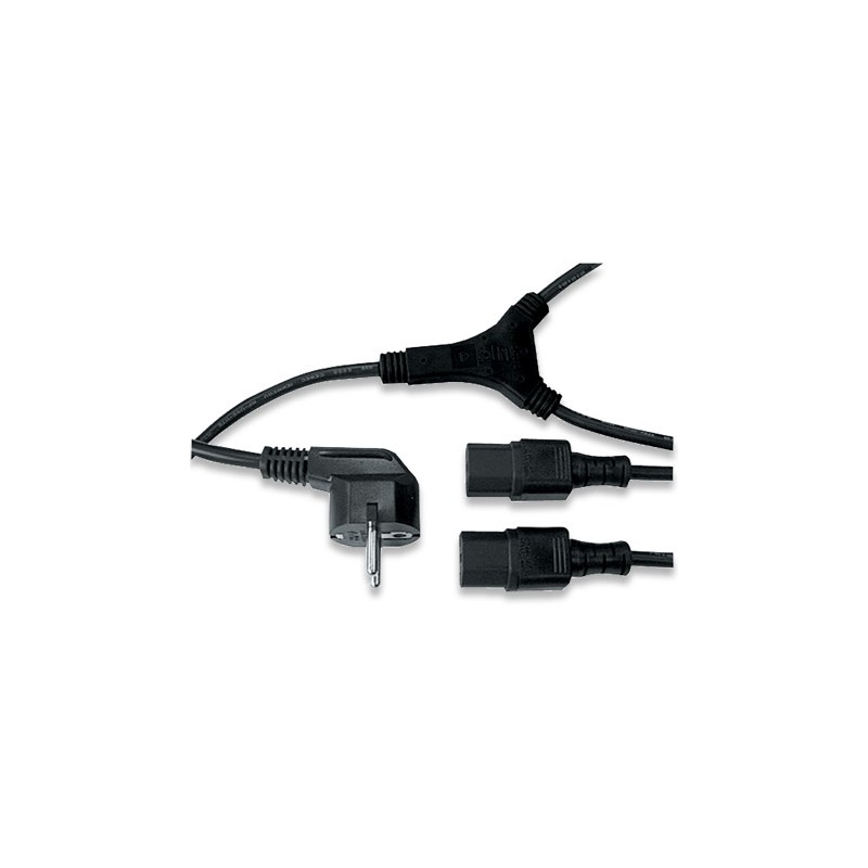 Cavo alimentazione Schuko 10A a sdoppiato con 2 C13, 1,8 mt nero Cavo alimentazione Schuko 10A a sdoppiato con 2 C13, 1,8 mt nero