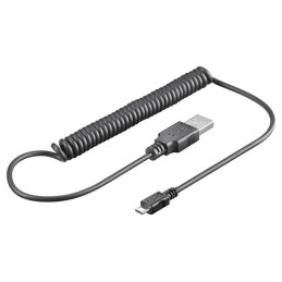 Cavo USB 2.0 Spiralato A maschio/microB 5 pin maschio 1m Nero