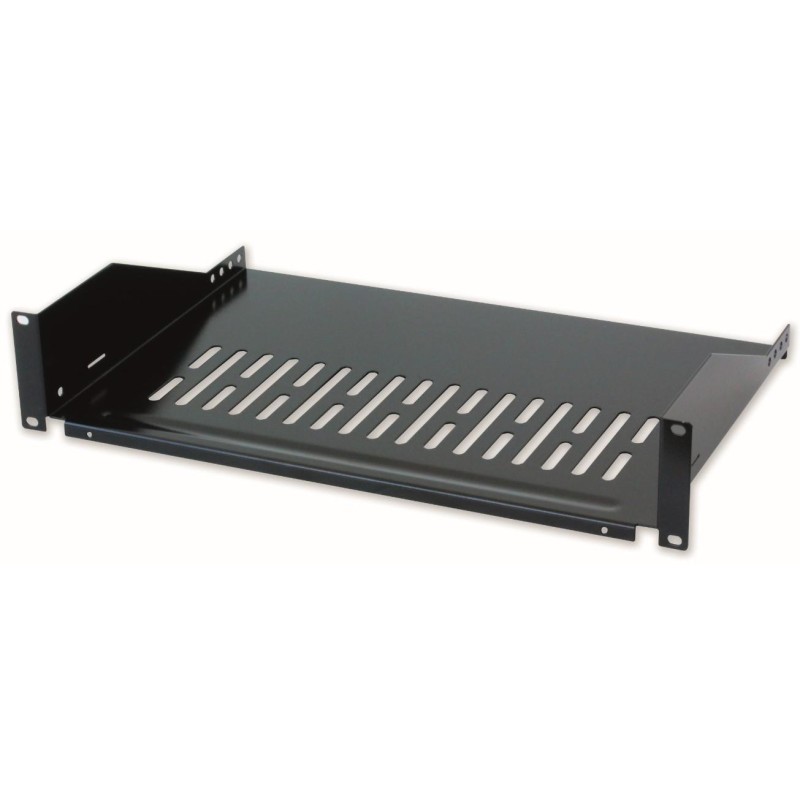 Mensola per Rack 19'' 300 mm 2U Nera 2 punti Mensola per Rack 19'' 300 mm 2U Nera 2 punti