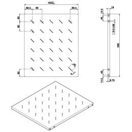 Mensola per rack 19" 530 mm Nera 4 punti