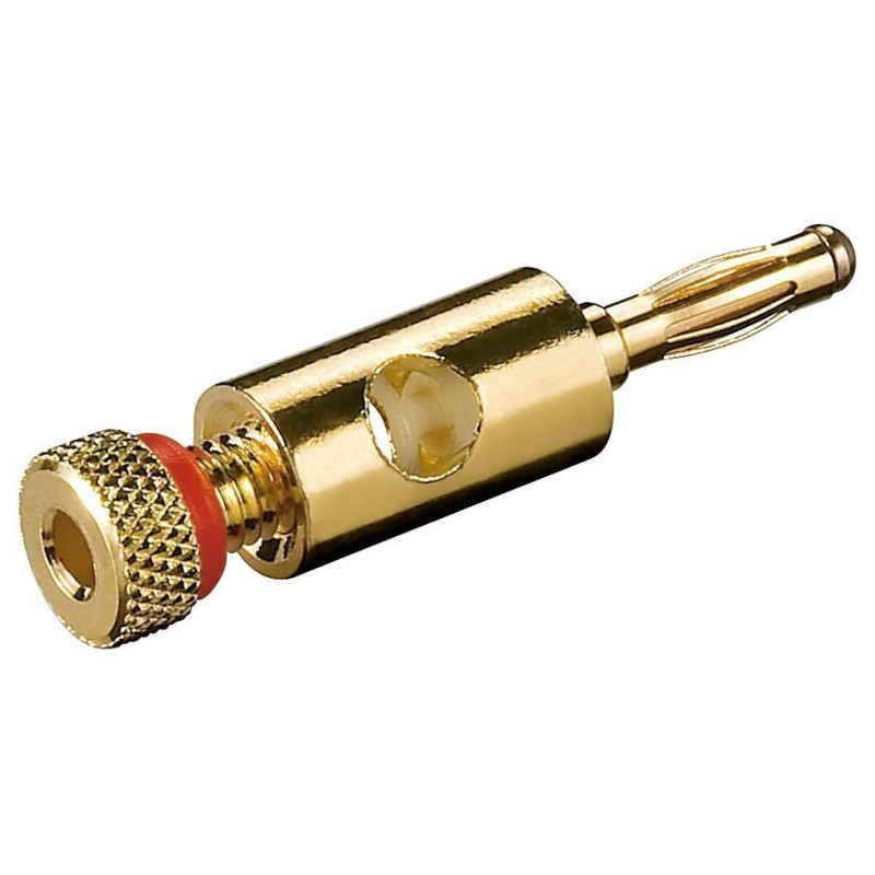 Plug Banana con Connessione a Vite Placcato Oro, Rosso Plug Banana con Connessione a Vite Placcato Oro, Rosso
