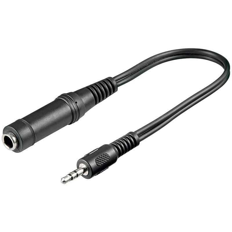 Cavo adattatore Audio Stereo 3.5/6.35mm M/F 0,2mt Cavo adattatore Audio Stereo 3.5/6.35mm M/F 0,2mt