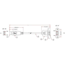 Cavo USB 2.0 A Maschio/A Femmina da Pannello 1 m