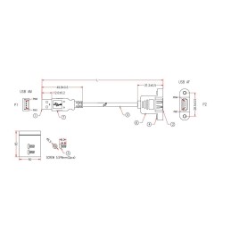 Cavo USB 2.0 A Maschio/A Femmina da Pannello 1,8 m