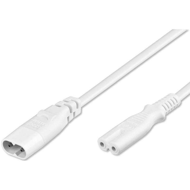 Cavo Prolunga di Alimentazione 2 poli C7/C8 2mt bianco Cavo Prolunga di Alimentazione 2 poli C7/C8 2mt bianco