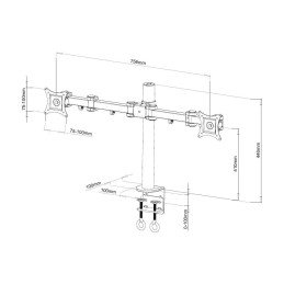 Supporto da scrivania per 2 Monitor 13-27" con morsetto