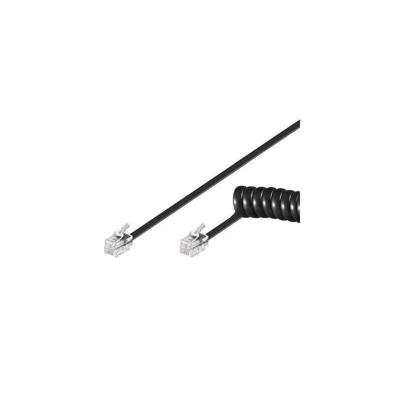 Cavo telefonico spiralato per cornetta 2mt RJ10 4P4C Nero Cavo telefonico spiralato per cornetta 2mt RJ10 4P4C Nero