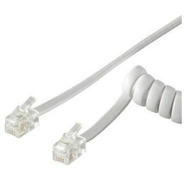 Cavo telefonico spiralato per cornetta 2mt RJ10 4P4C Bianco