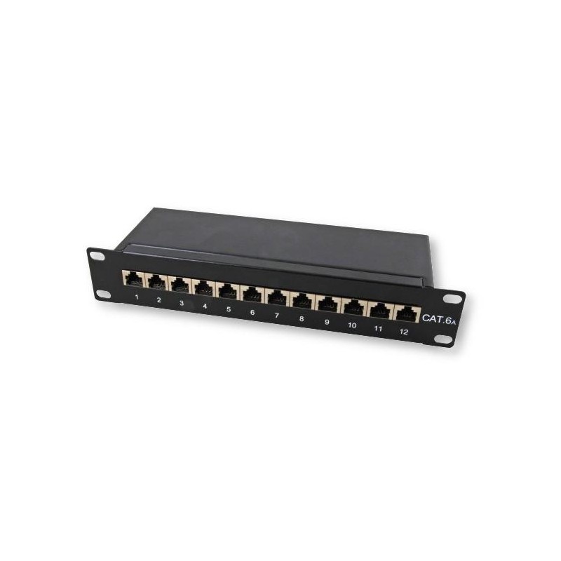 Pannello Patch per Rack 10" 12p STP Cat.6A Nero Pannello Patch per Rack 10" 12p STP Cat.6A Nero