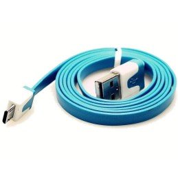 Cavo Flat USB AM a Micro USB M Azzurro 1m