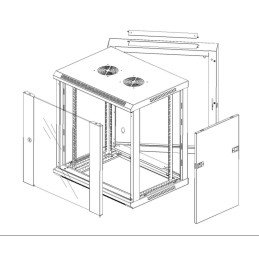 Armadio Rack 19" a muro 9 unità due sezioni Grigio