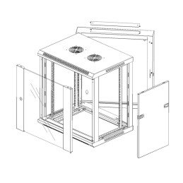 Armadio Rack 19" a muro 12 unità due sezioni Grigio