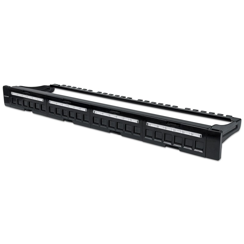 Pannello Patch Modulare 24 Porte Slim 1U Nero Pannello Patch Modulare 24 Porte Slim 1U Nero