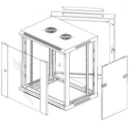 Armadio Rack 19" a muro 9 unità due sezioni Nero