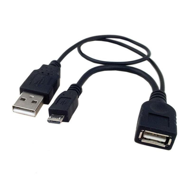 Cavo USB A F 2.0 OTG Micro USB M con Alimentazione USB, 30cm Nero