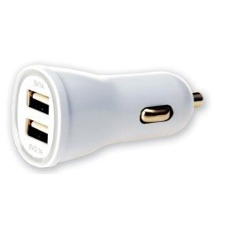 Caricatore da Auto Universale 2 Porte USB 5V 1A&2.1A Bianco