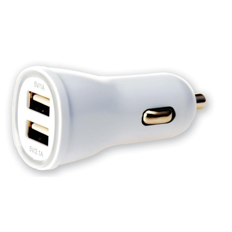 Caricatore da Auto Universale 2 Porte USB 5V 1A&2.1A Bianco