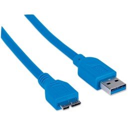 Cavo USB 3.0 SuperSpeed A/Micro B M/M 1 m Blu in Blister