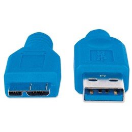 Cavo USB 3.0 SuperSpeed A/Micro B M/M 1 m Blu in Blister