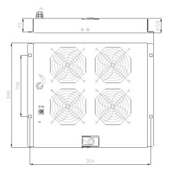 Gruppo di ventilazione a soffitto per Rack 19" 4 Ventole Nero