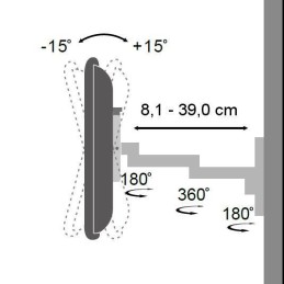 Supporto a muro per TV LED LCD 13-30'' inclinabile 3 snodi nero