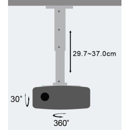 Supporto a Soffitto per Proiettori Estensione 30-37 cm Silver