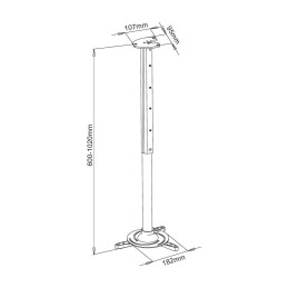 Supporto a Soffitto per Proiettori Estensione 60-102 cm Silver