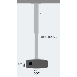 Supporto a Soffitto per Proiettori Estensione 60-102 cm Silver