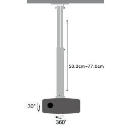 Supporto a soffitto professionale per proiettori estensione 50-77 cm