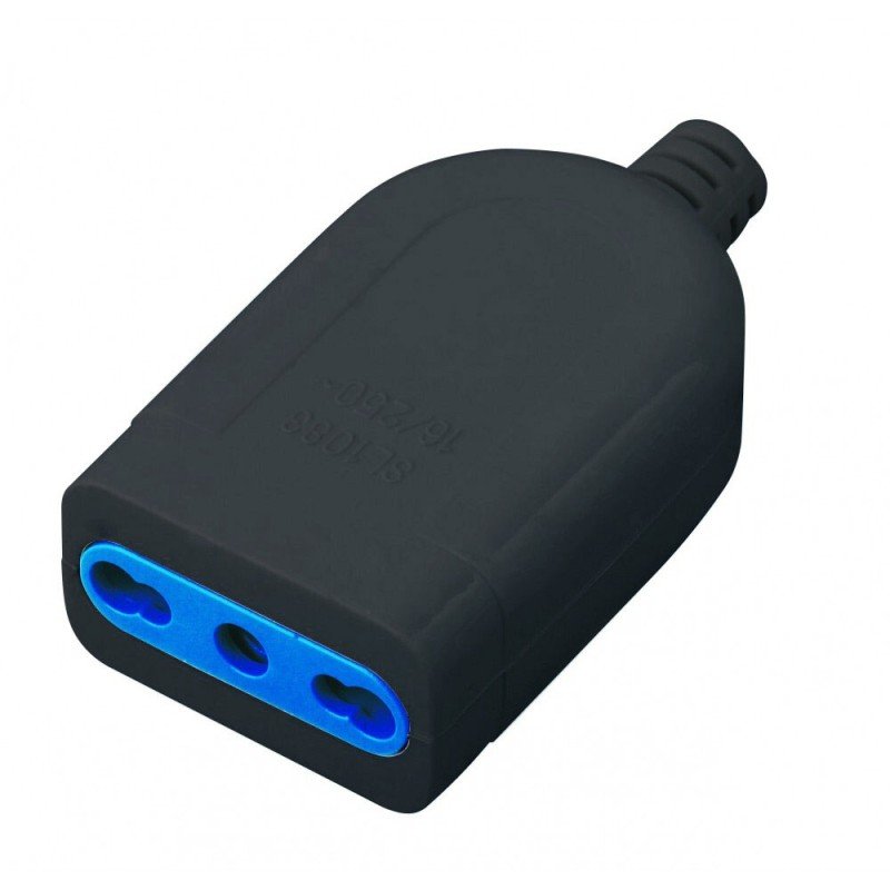 Presa 2P+T 16A Bipasso Nero Presa 2P+T 16A Bipasso Nero